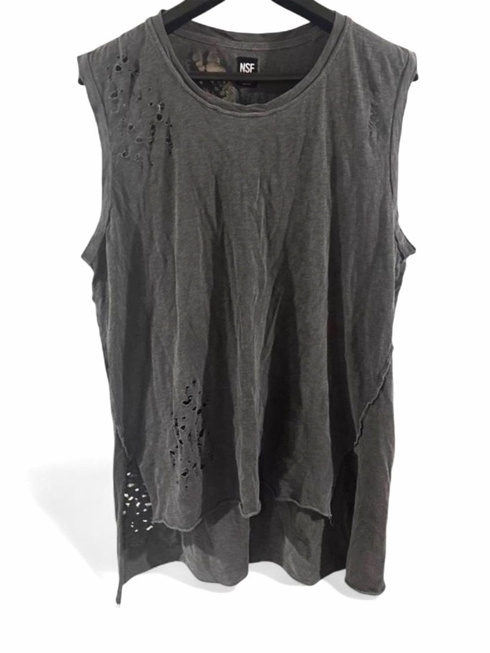 NSF Charcoal Naturally Distressed Men’s Muscle Tee Size Large